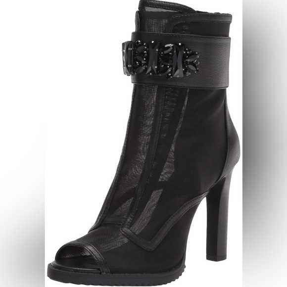 Karl Lagerfeld Paris Women's Blayze Peep Toe Boot Ankle 6.5 Black - Picture 3 of 10